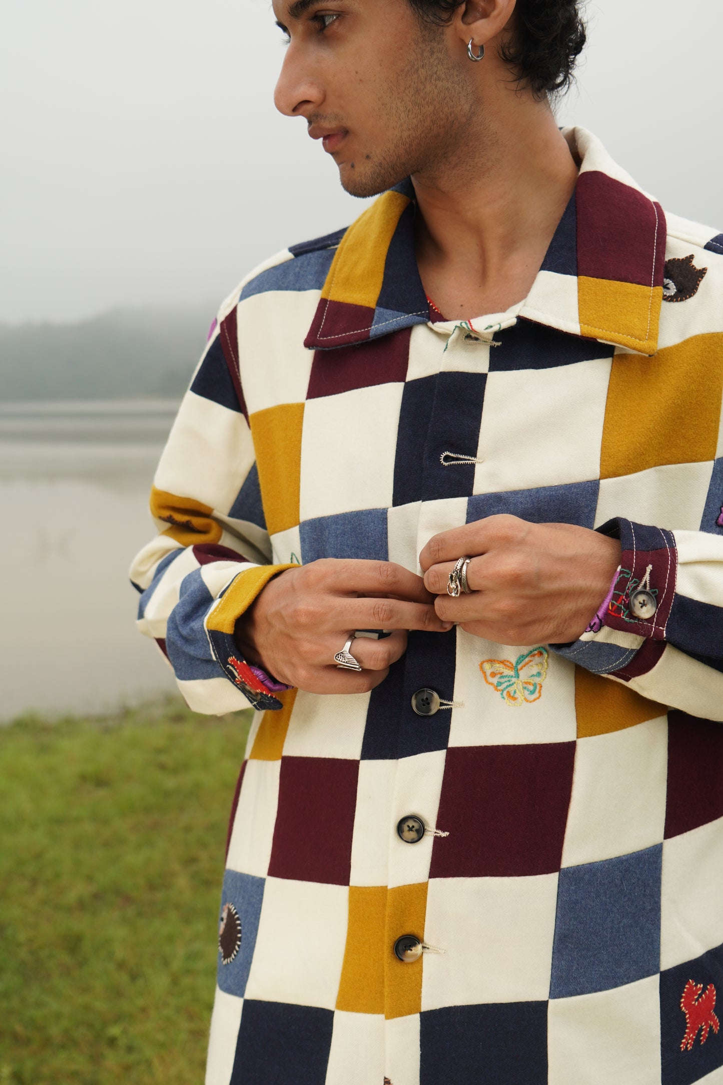 JACKSON UNISEX PATCHWORK EMB SHACKET